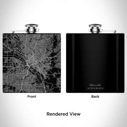 Dallas - Texas Map Hip Flask in Matte Black