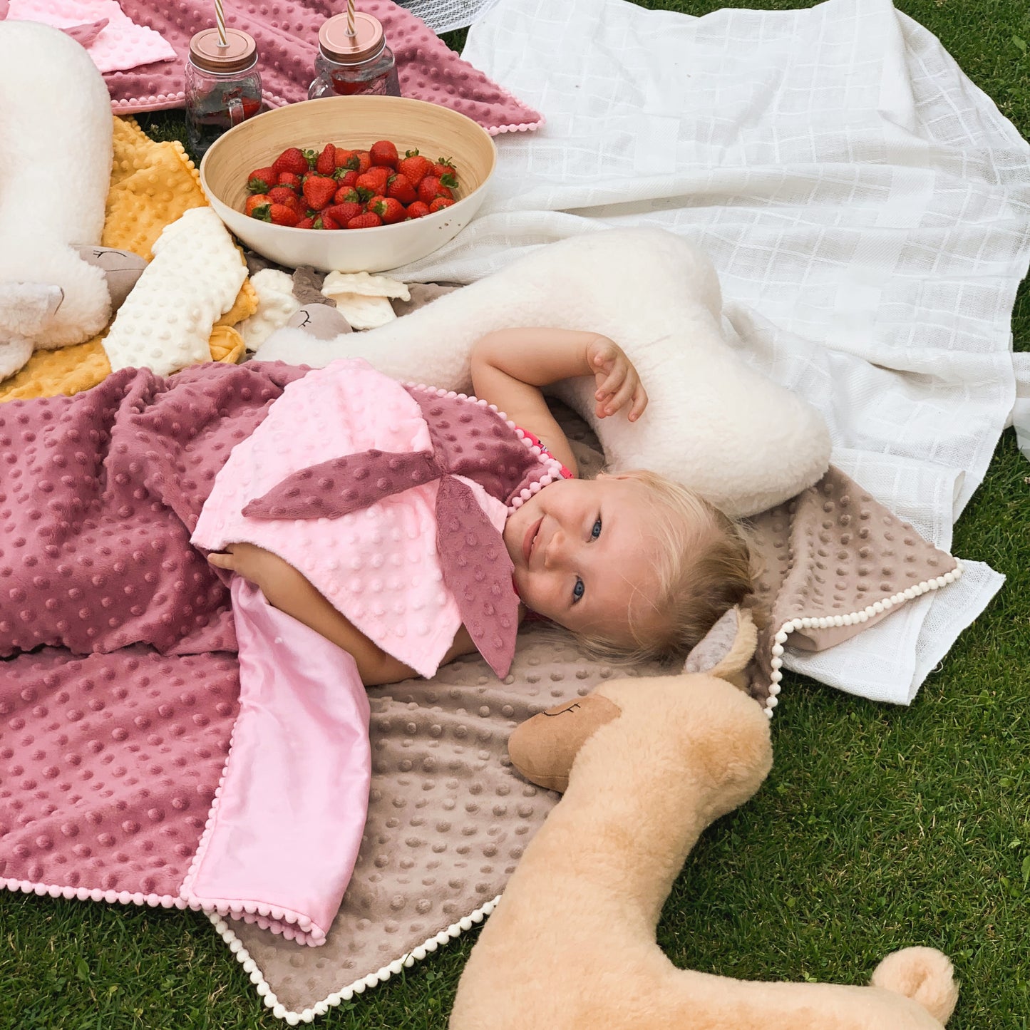 2in1 Blanket with sewn-up Baby Comforter, dusty rose