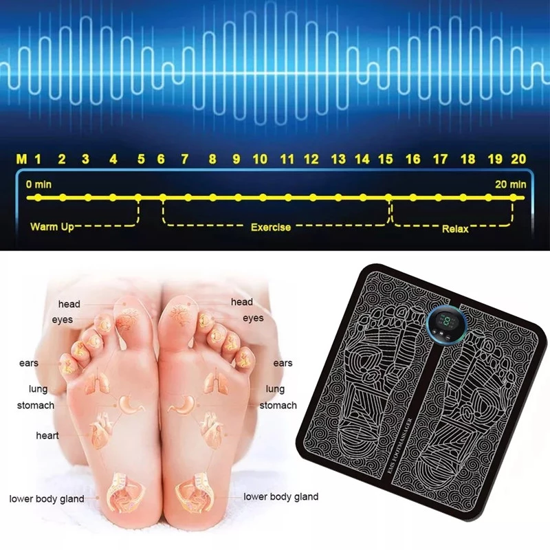 Electric EMS Foot Massager Pad Foot Muscle Stimulator Leg Massage