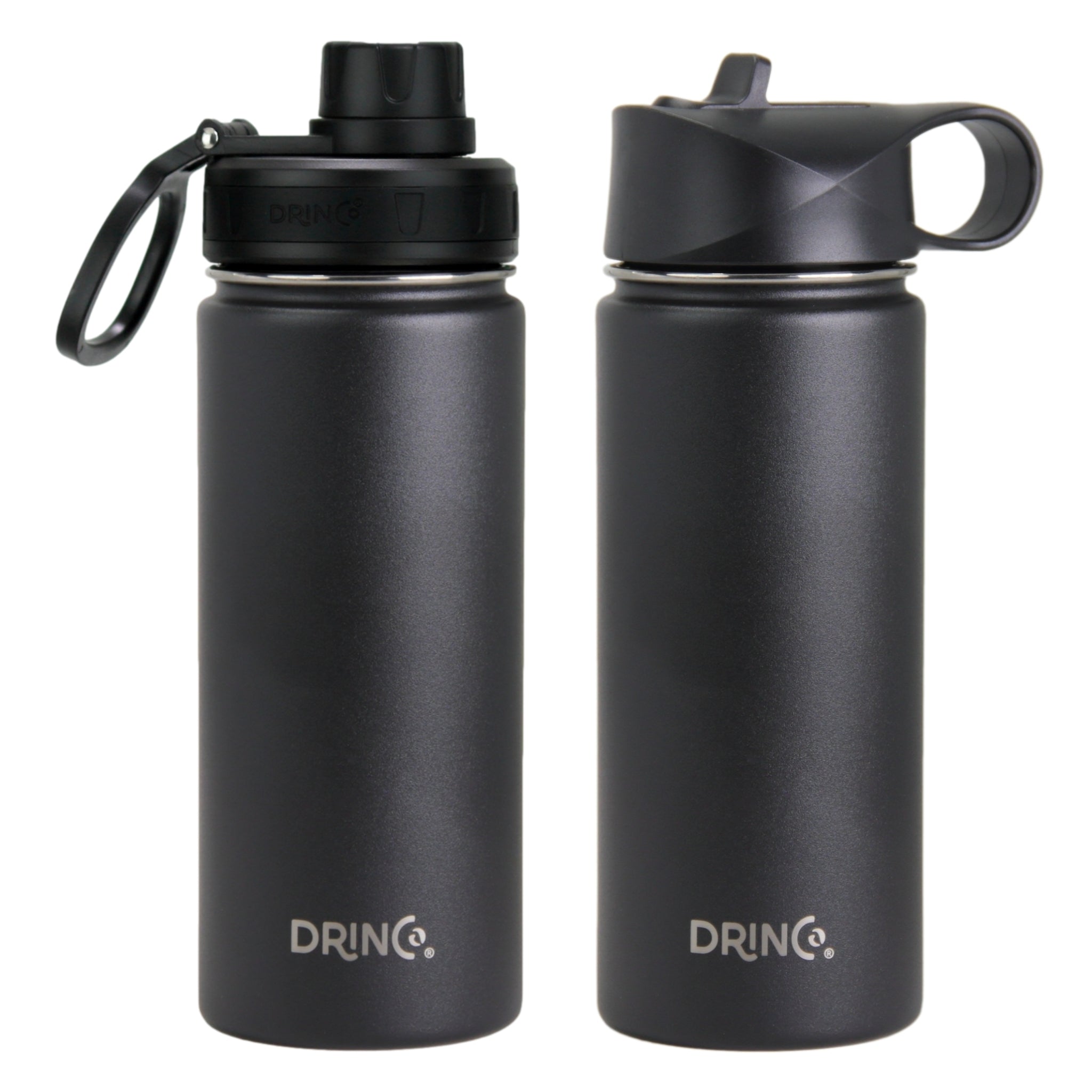 DRINCO® 18oz Stainless Steel Sport Water Bottle - Black Secondary image