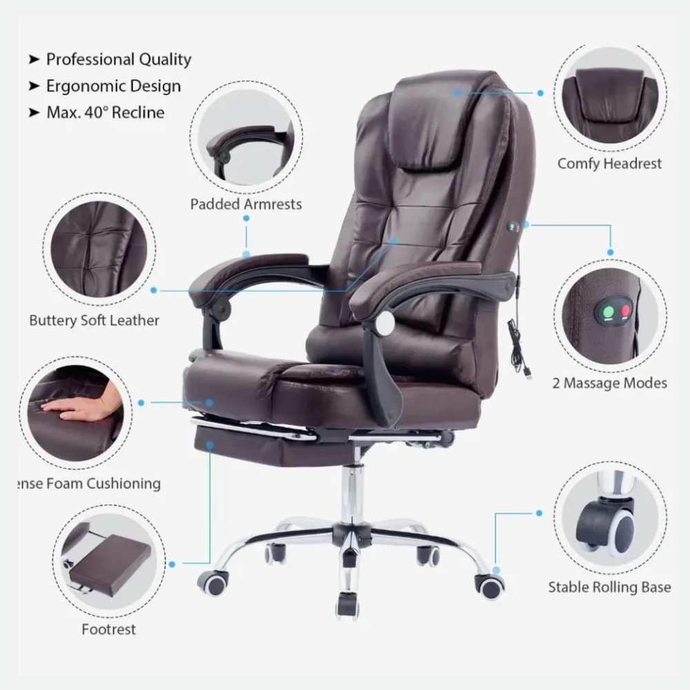 Office Massage Chair with Extended Foot Rest