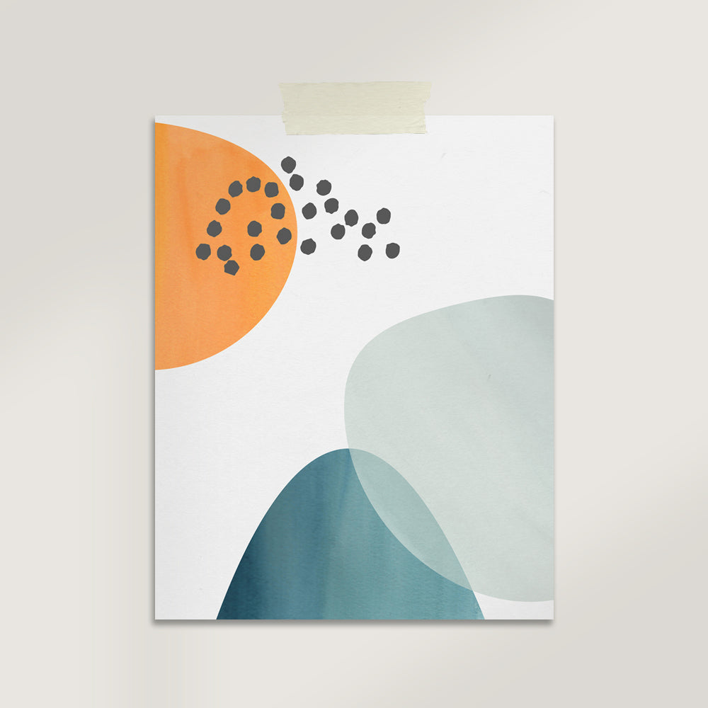 Abstract Blue Orange Print