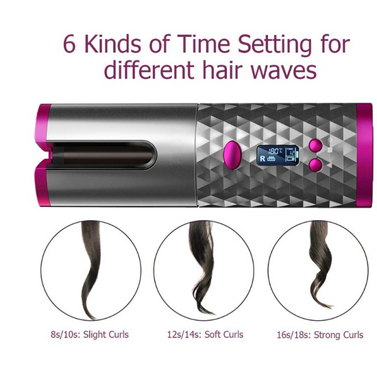 LCD Display Cordless Hair Curler Rollers Rotating Hair Curler