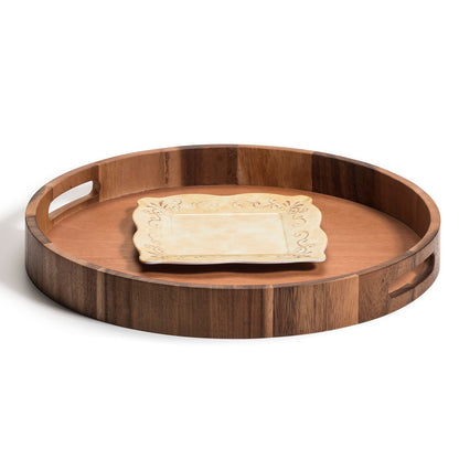 Acacia Wood Round Serving Tray -15"