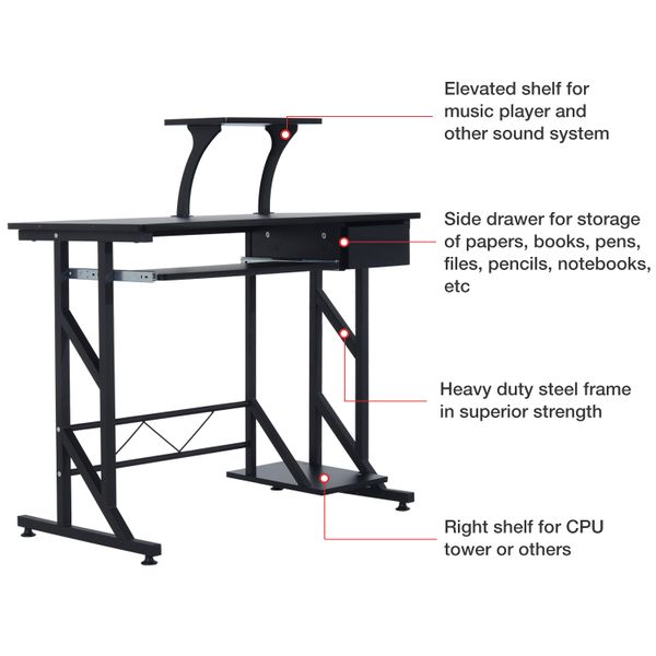 HOMCOM Computer Desk Writing Workstation Portable Space Saving Home