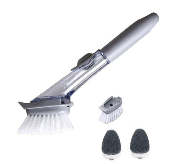 Automatic Liquid Dispenser Handle Kitchen Cleaning Brush