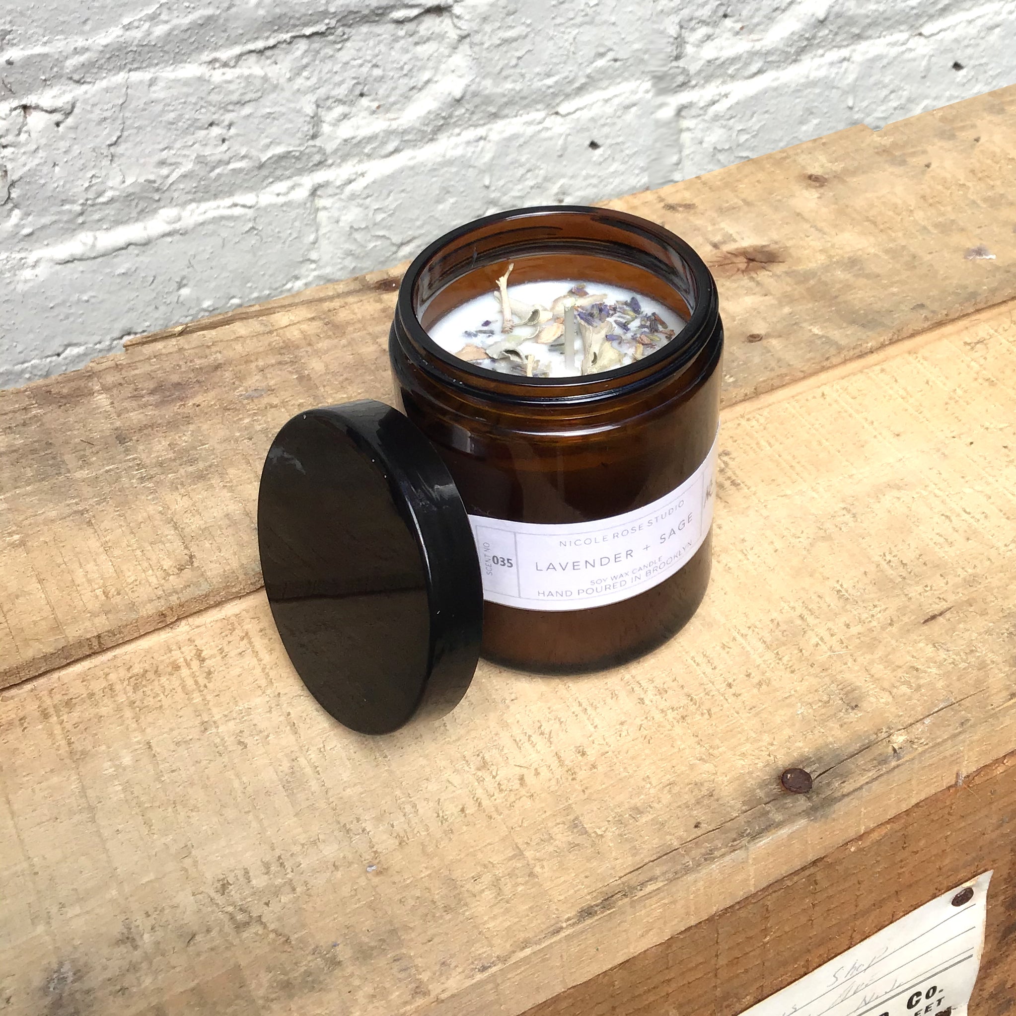 Lavender + White Sage Aromatherapy Scented Soy Wax Candle Secondary image