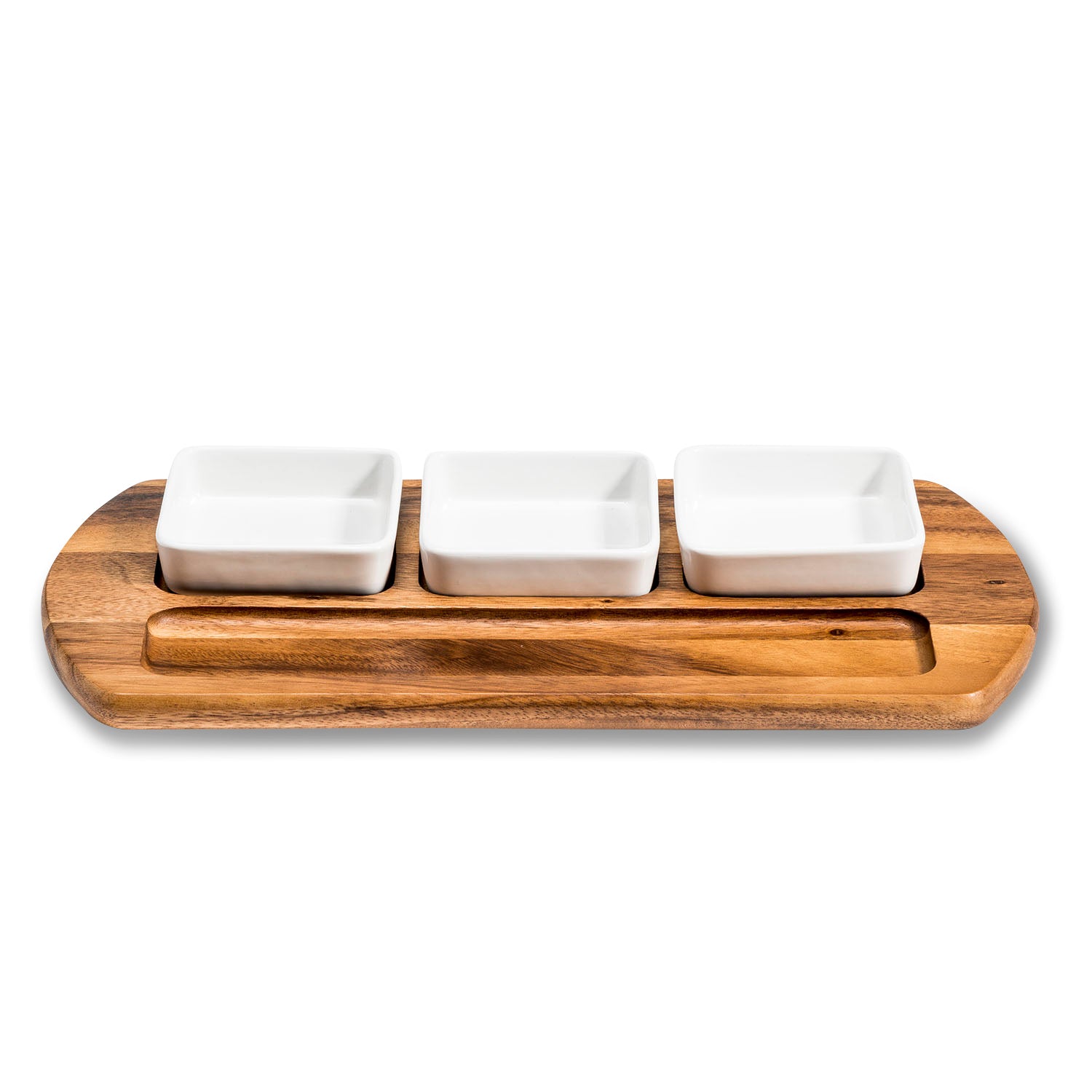 Charcuterie/ Serving Tray w/ 3 square ceramic bowls Main image