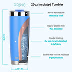 DRINCO®  20oz Insulated Tumbler w/Spill Proof Lid 2 Straws(Royal Blue)