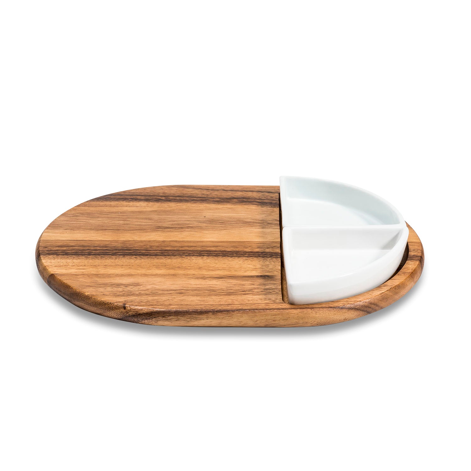 Charcuterie/ Serving Tray w/ 2 triangular ceramic bowls Main image