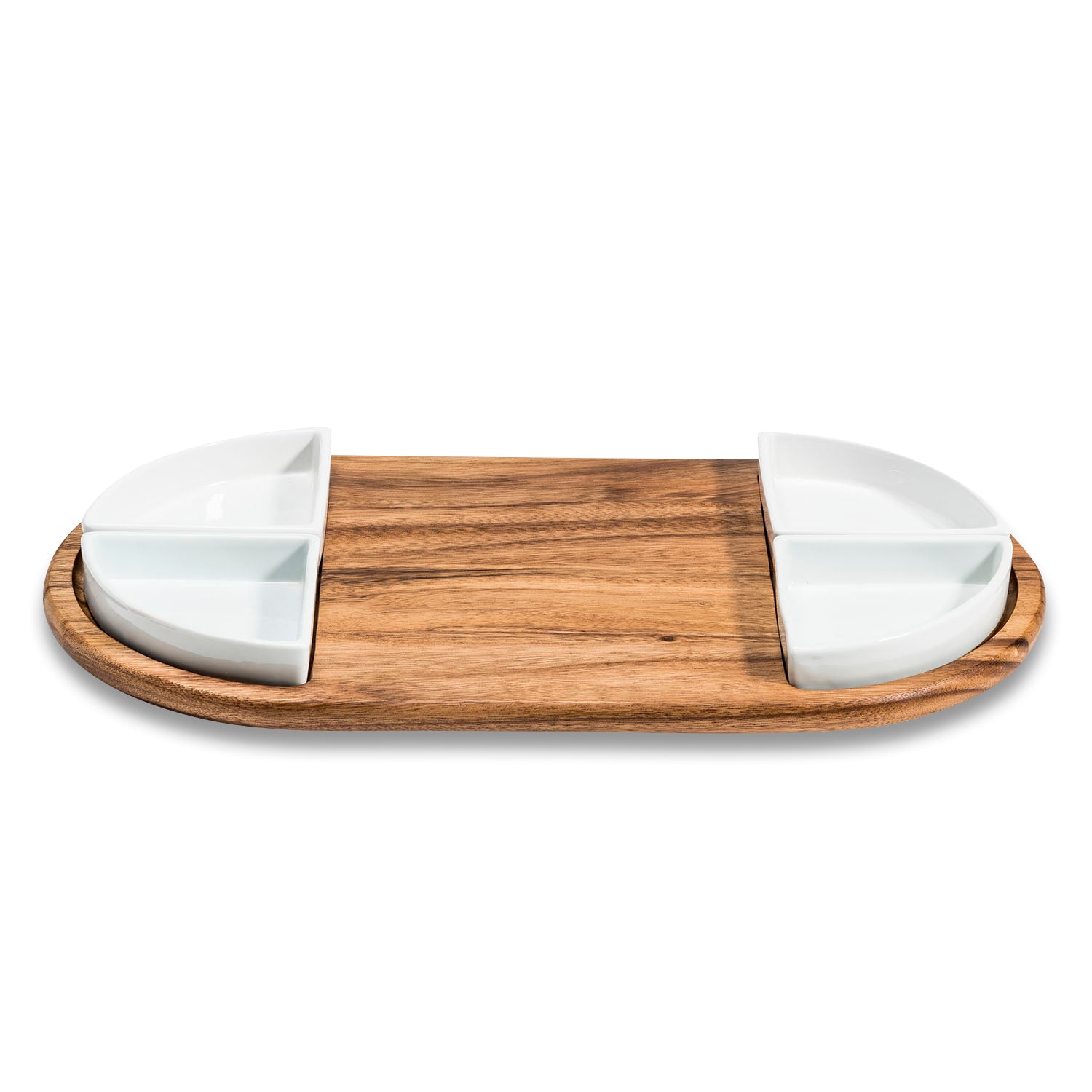 Charcuterie/ Serving Tray w/ 4 triangular ceramic bowls Main image