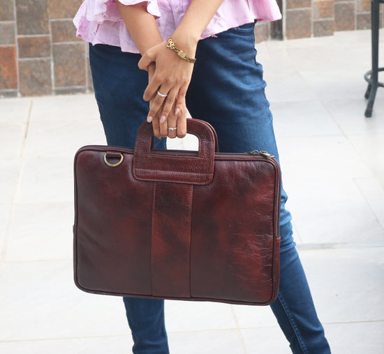 Combo Of 2 , Brown Leather Backpack And Laptop Briefcase .