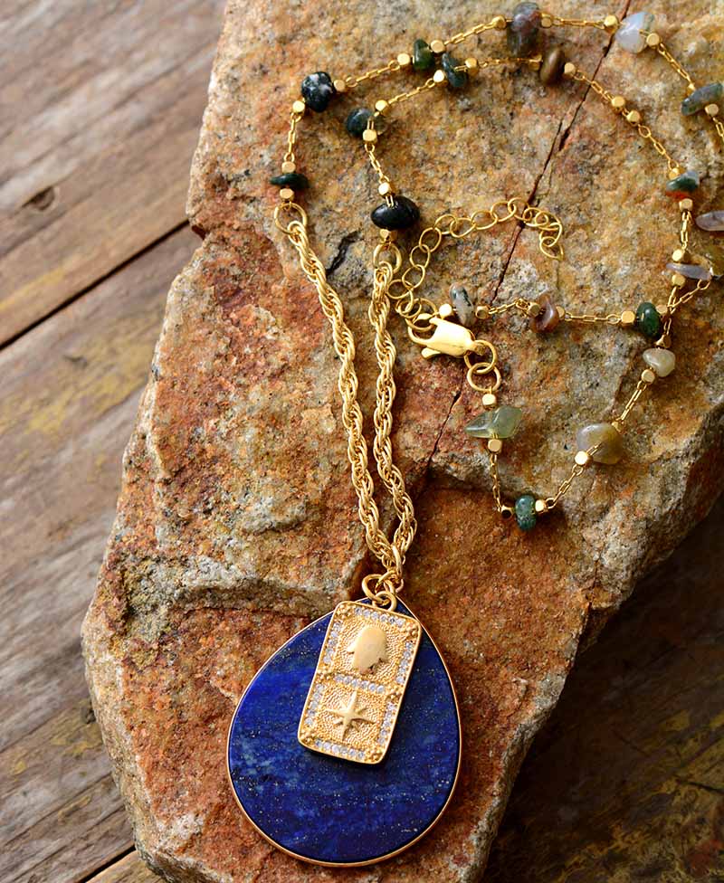 Lapis Lazuli Spiritual Teardrop Necklace