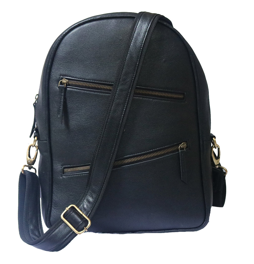 Combo Of 2 , Black Leather Backpack With Simple Leather bag.