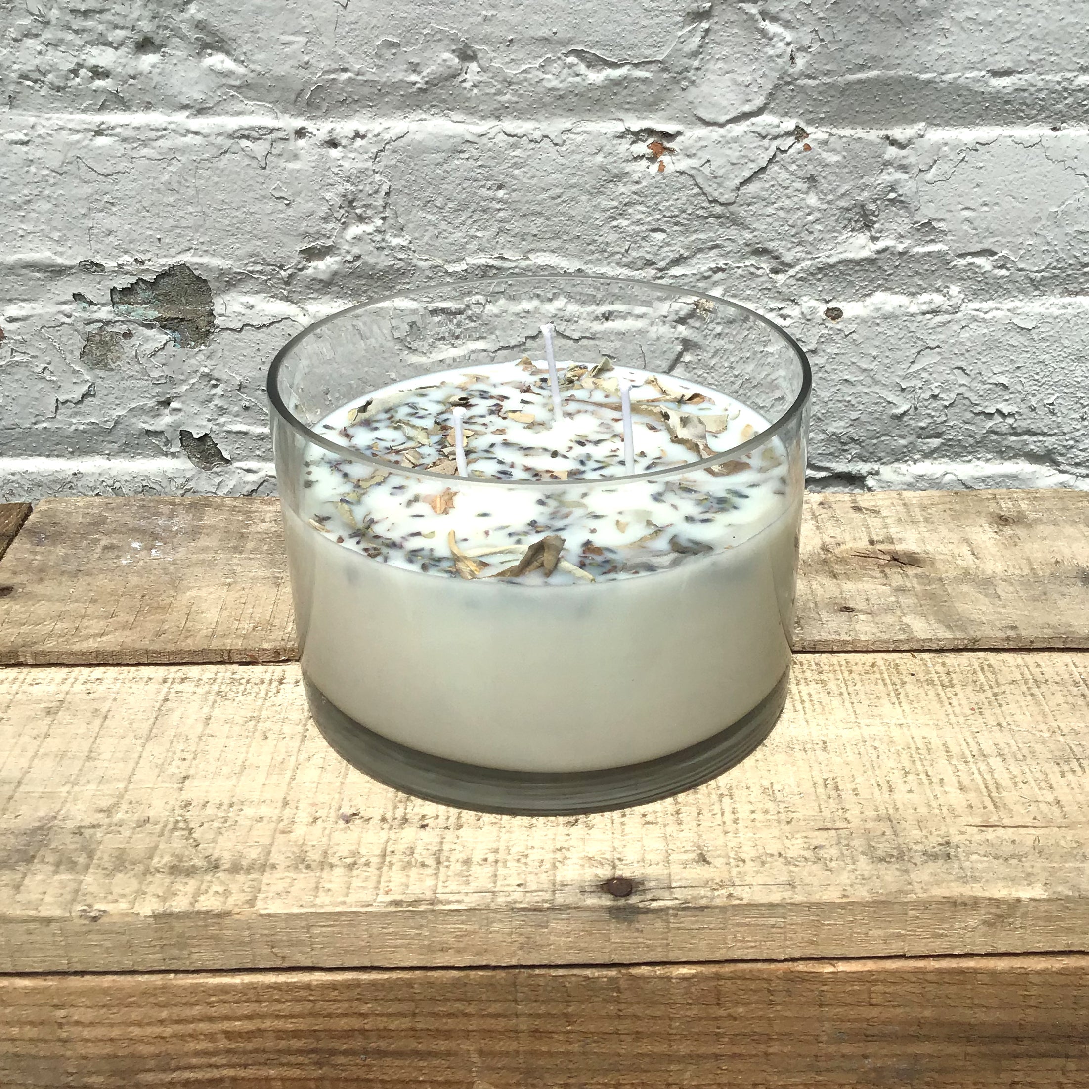 Lavender + White Sage Aromatherapy 3 Wick Large Soy Wax Candle Secondary image