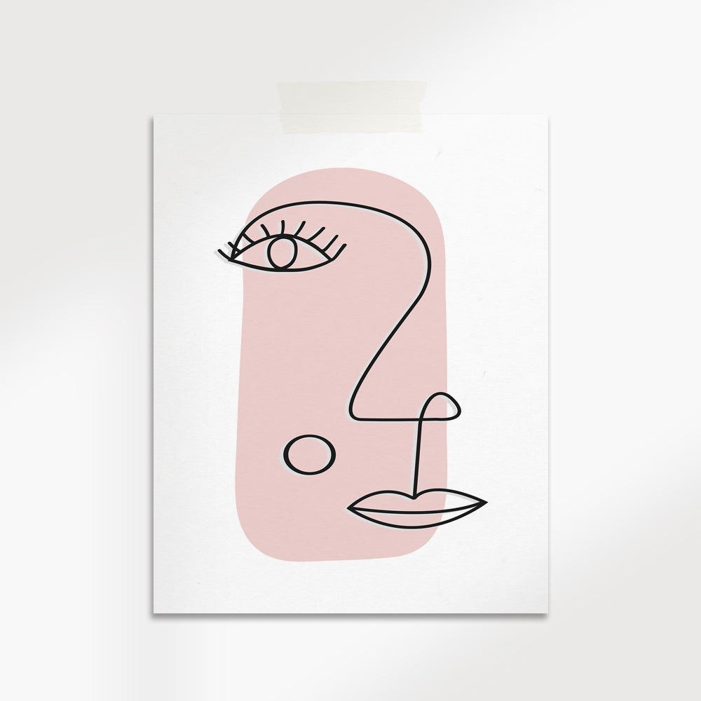 Line Art face Pink Blush Print Secondary image