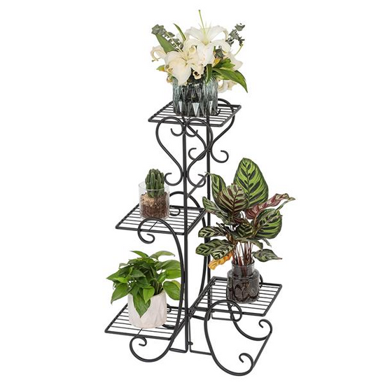 4 Tier Metal Flower Plant Stand Display Shelf for Home Garden