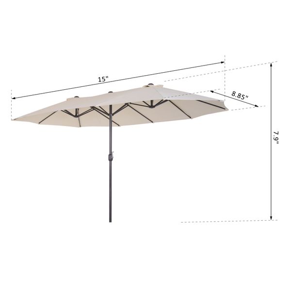 Outsunny 15ft Double-Sided Patio Umbrella Parasol Sun Shelter Canopy