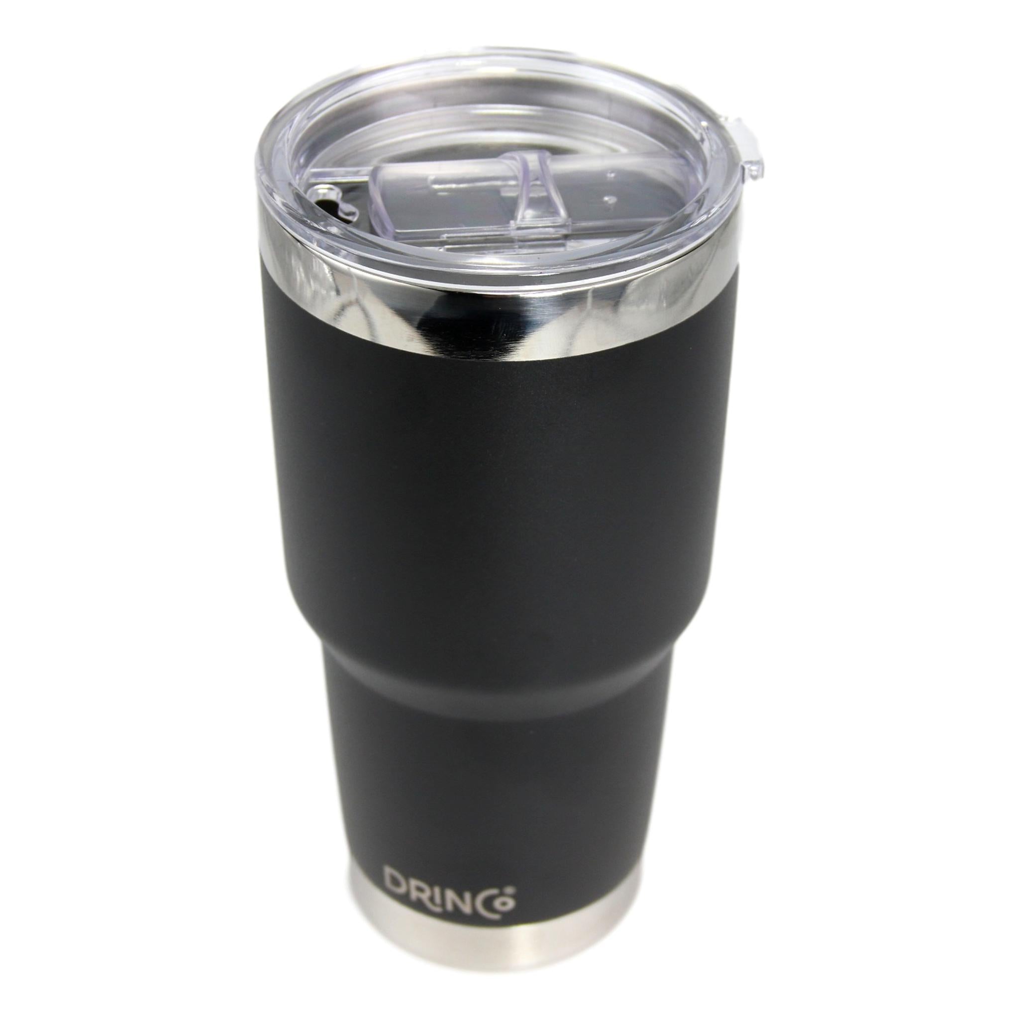 DRINCO® 30oz Insulated Tumbler Spill Proof Lid w/2 Straws (Black) Secondary image