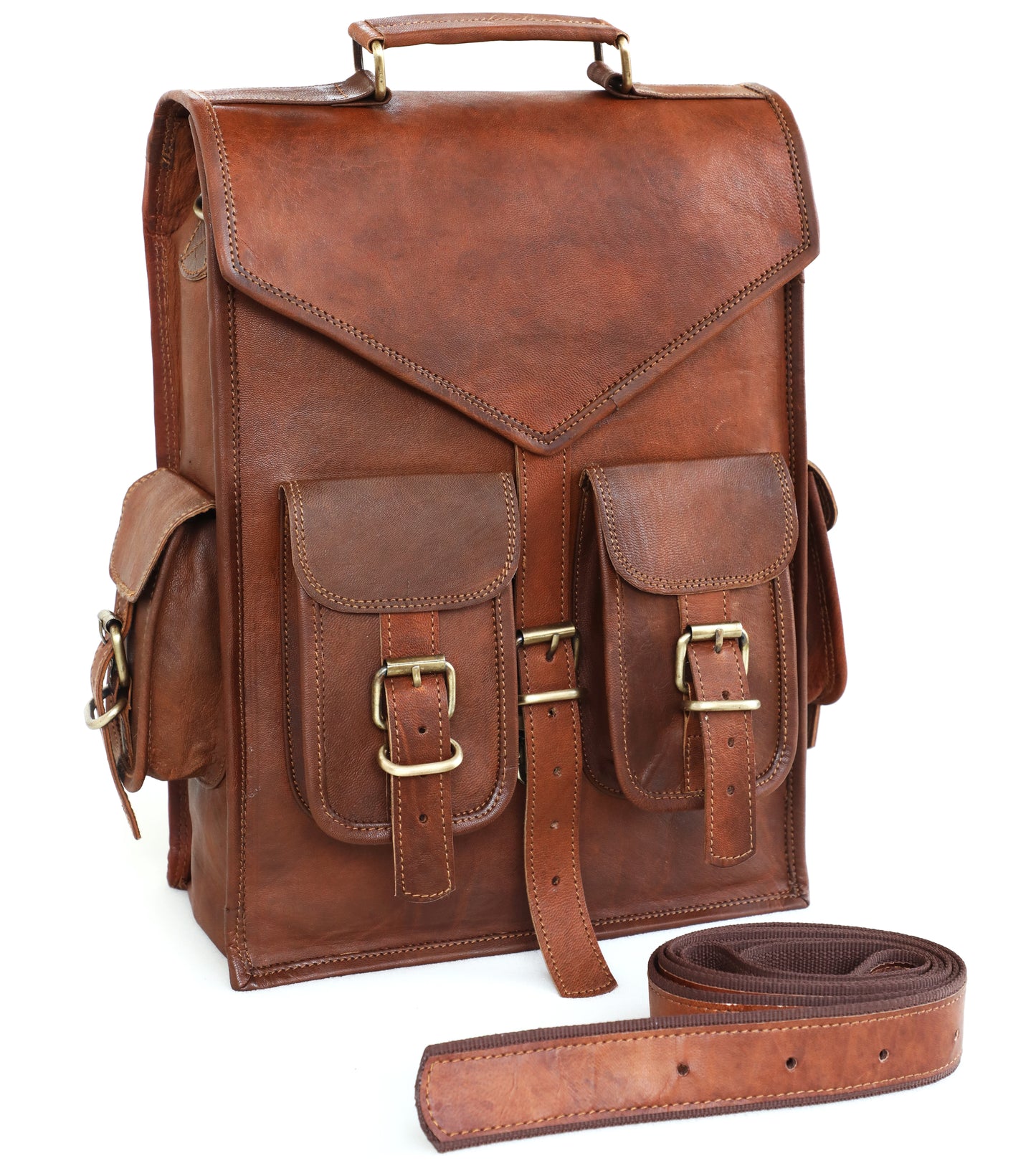 Combo Of 2 , Leather Weekend Bag And Leather Laptop Backpack