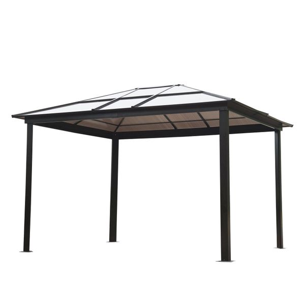 Outsunny 12'L x 10'W Hard Top Gazebo Canopy Sunshelter Waterproof Sun