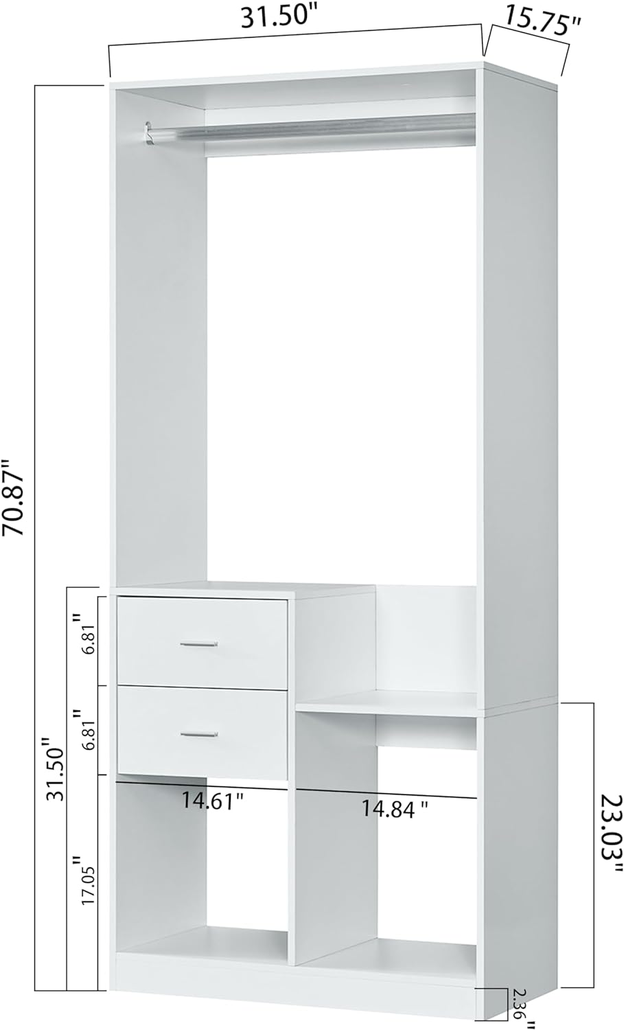 YG-302 Closet Organizer System, Closet System with Clothing Racks