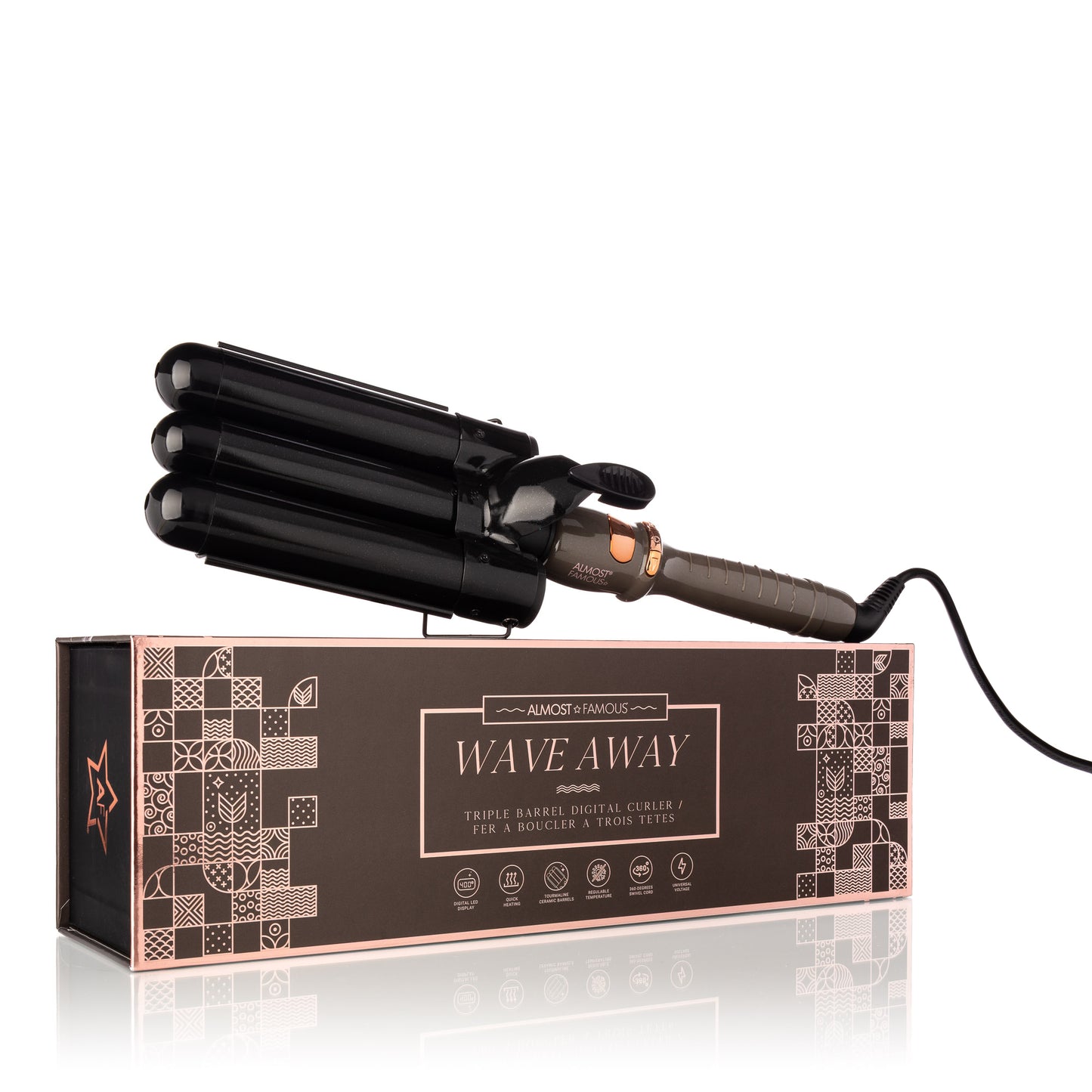 Wave Away Triple Barrel Curler with Tourmaline Ceramic Barrels