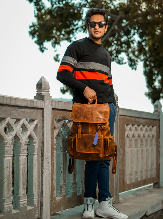 Combo Of 2, Buffalo Leather Backpack And Small Ipad Bag.