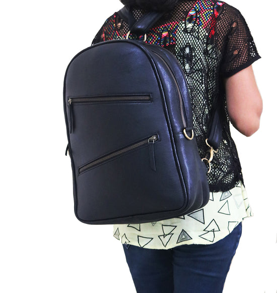 Combo Of 2 , Black Leather Backpack With Simple Leather bag.