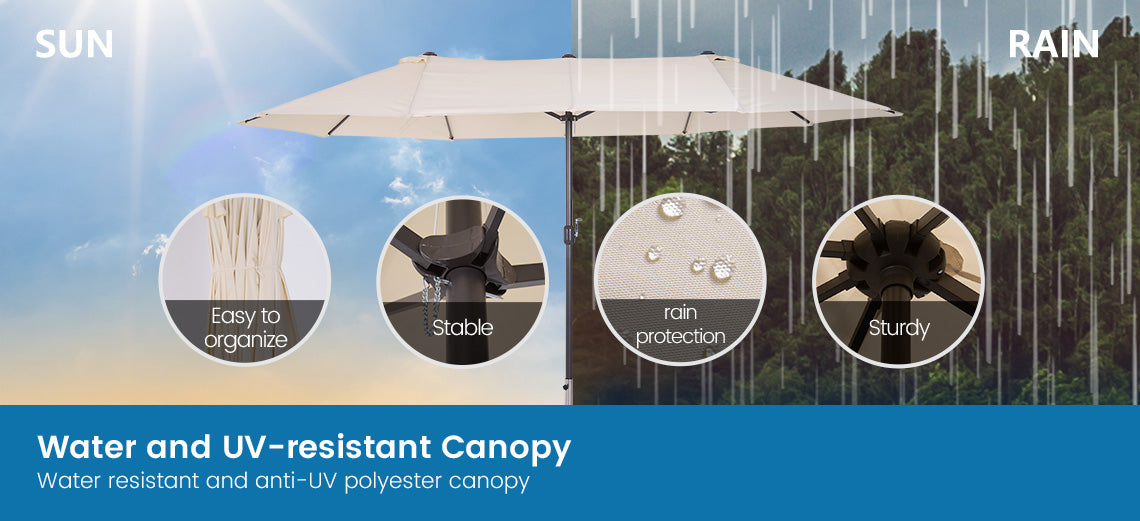 Outsunny 15ft Double-Sided Patio Umbrella Parasol Sun Shelter Canopy