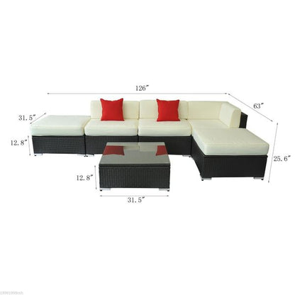 Outsunny 6pcs All-weather Rattan Sofa Wicker Sectional Patio Furniture