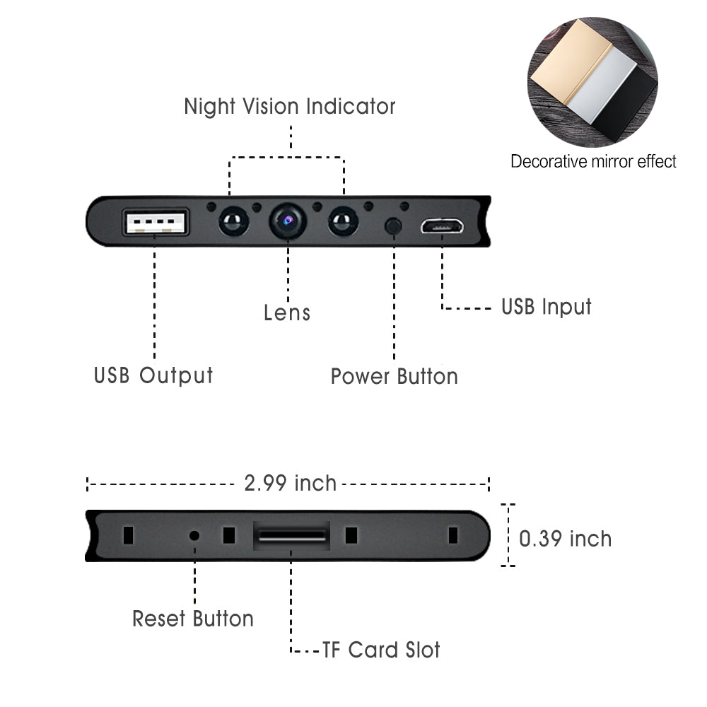 IR Night Vision Full HD 1080P Camera Video Power Bank Camera