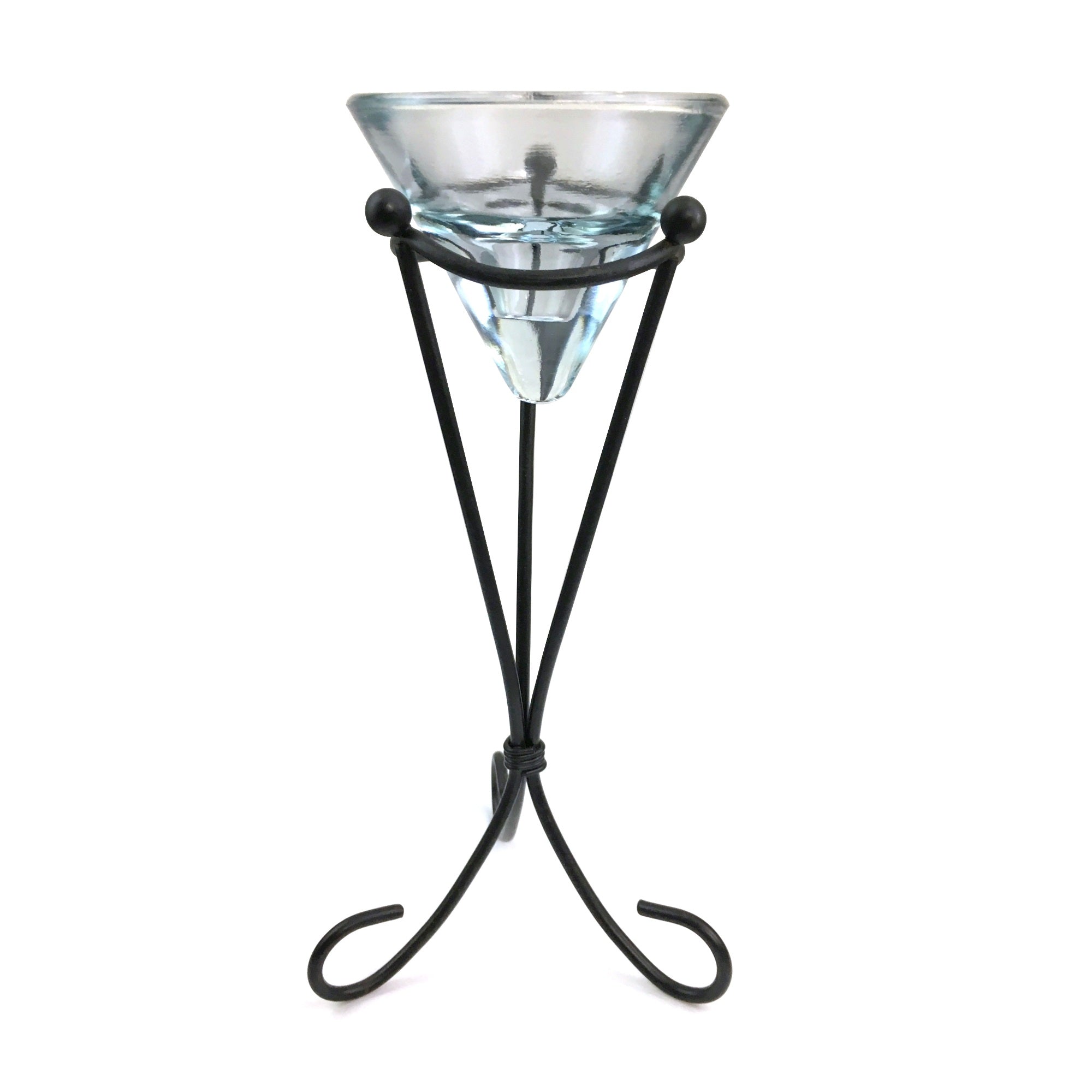 Glass Candleholder on Metal Pedestal Main image