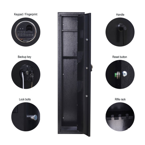 Metal Gun Security Cabinet Fingerprint/Keypad Long Gun Safe Cabinet