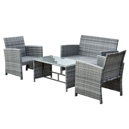 Outsunny 4Pcs Rattan Sofa Set Patio Wicker Furniture Garden Lawn Chair