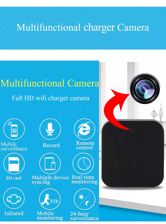 Night Vision 1080P Wifi Nanny Cam Wall Charger Hidden Spy Cameras