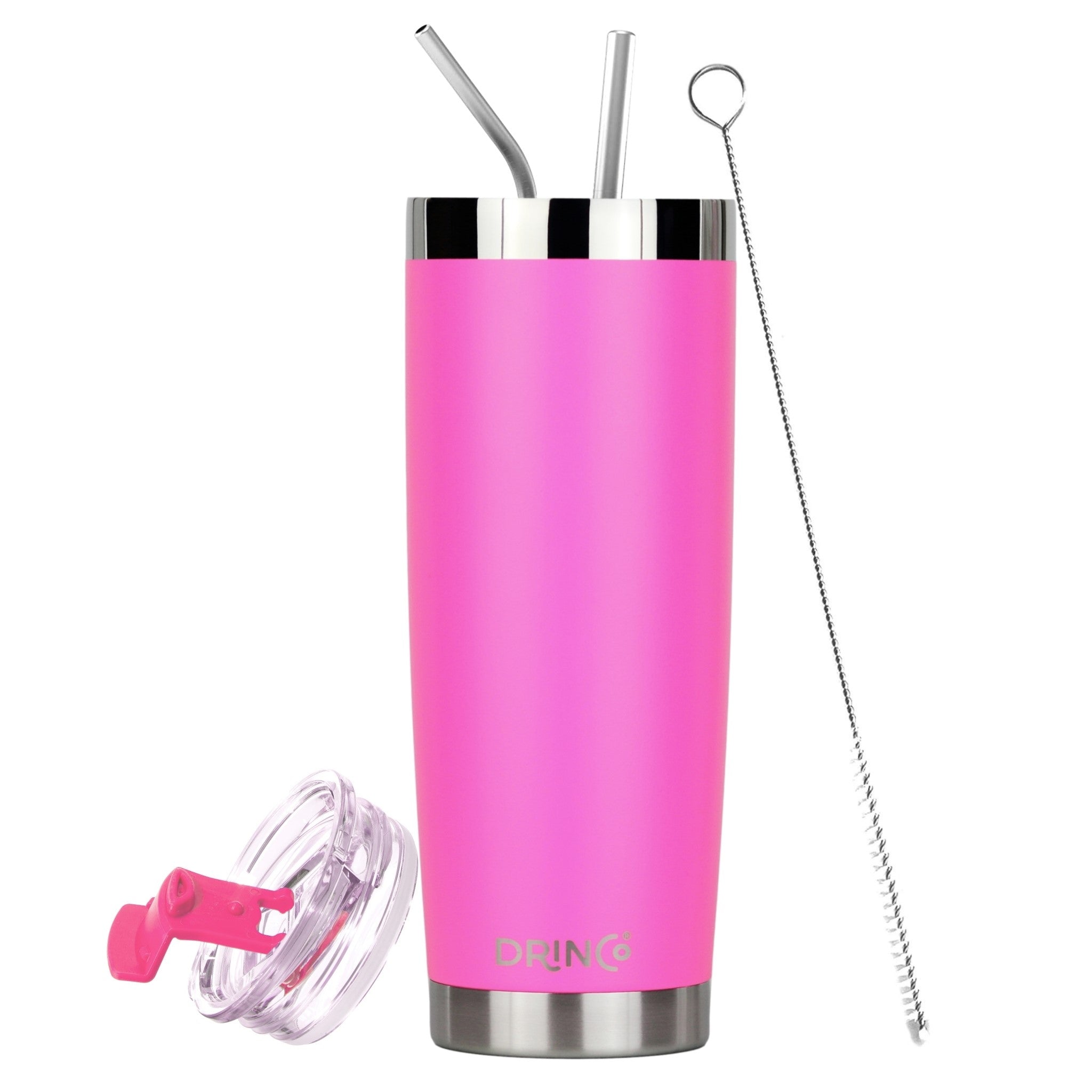 DRINCO®  20oz Insulated Tumbler Spill Proof Lid 2 Straws(Island Pink) Main image