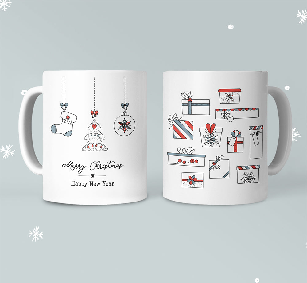 Merry Christmas Mug with Stockings and Presents Main image