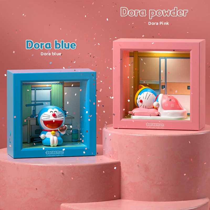 Doraemon Photo Frame Night Light Action Figures Cartoon Bedside Lamp