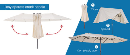 Outsunny 15ft Double-Sided Patio Umbrella Parasol Sun Shelter Canopy