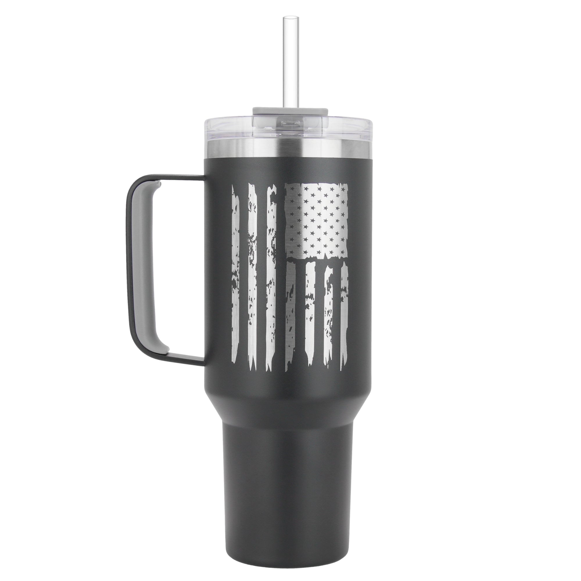 Drinco 40oz BugSur Tumbler with Handle (Black)-USA Flag Main image