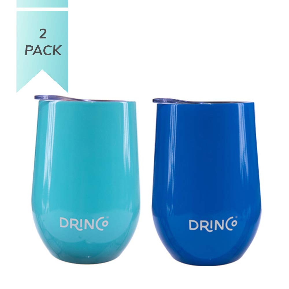 DRINCO® 12oz 2PK Insulated Wine Tumbler Glass (OG Aqua/Blue) Main image