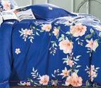 Elizabeth Blue/Orange Floral  PURE Cotton Reversible Duvet Cover Set