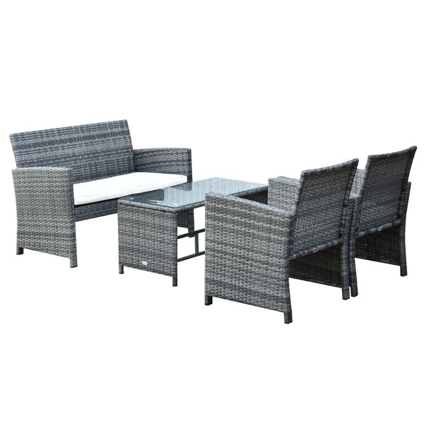 Outsunny 4Pcs Rattan Sofa Set Patio Wicker Furniture Garden Lawn Chair