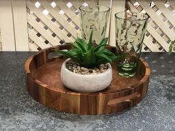 Acacia Wood Round Serving Tray -15" Secondary image