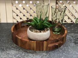 Acacia Wood Round Serving Tray -15"