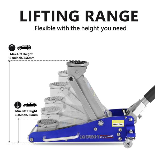 1.5 Ton Hydraulic Low Profile Aluminum And Steel Racing Floor Jack