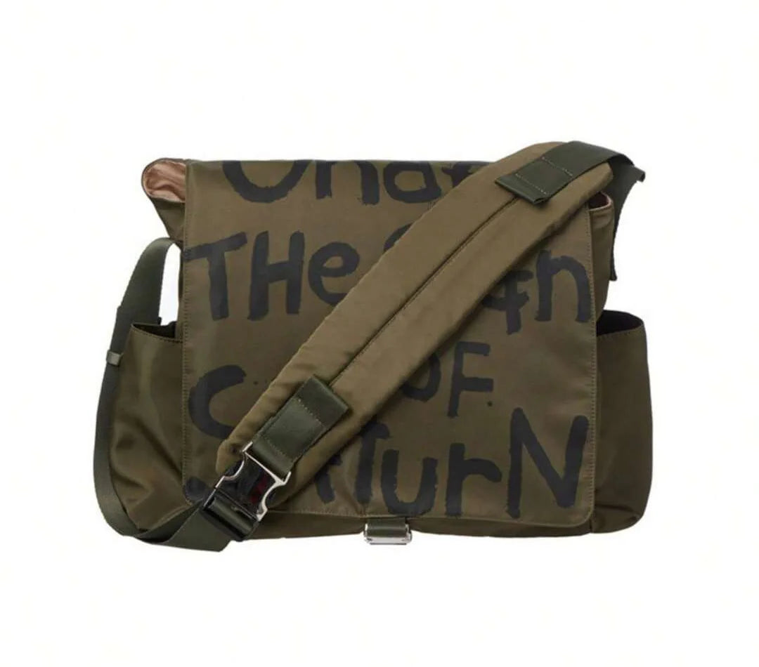 Canvas Messenger Bag Crossbody Bag Letter Printed Waterproof Shoulder