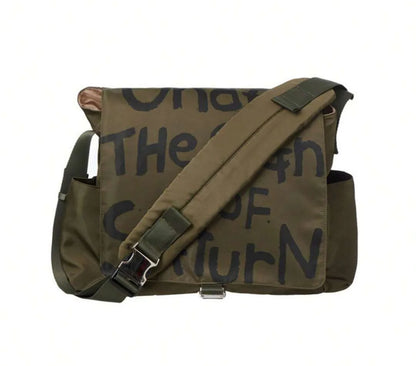 Canvas Messenger Bag Crossbody Bag Letter Printed Waterproof Shoulder