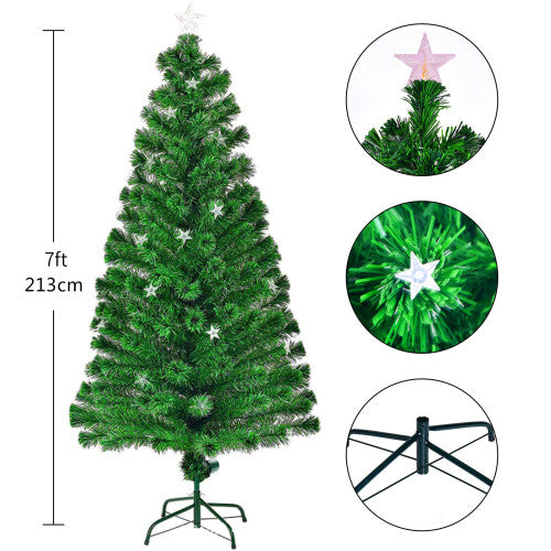 7Ft Christmas Tree with LED RGB Lights Xmas Tree Festival Decoration